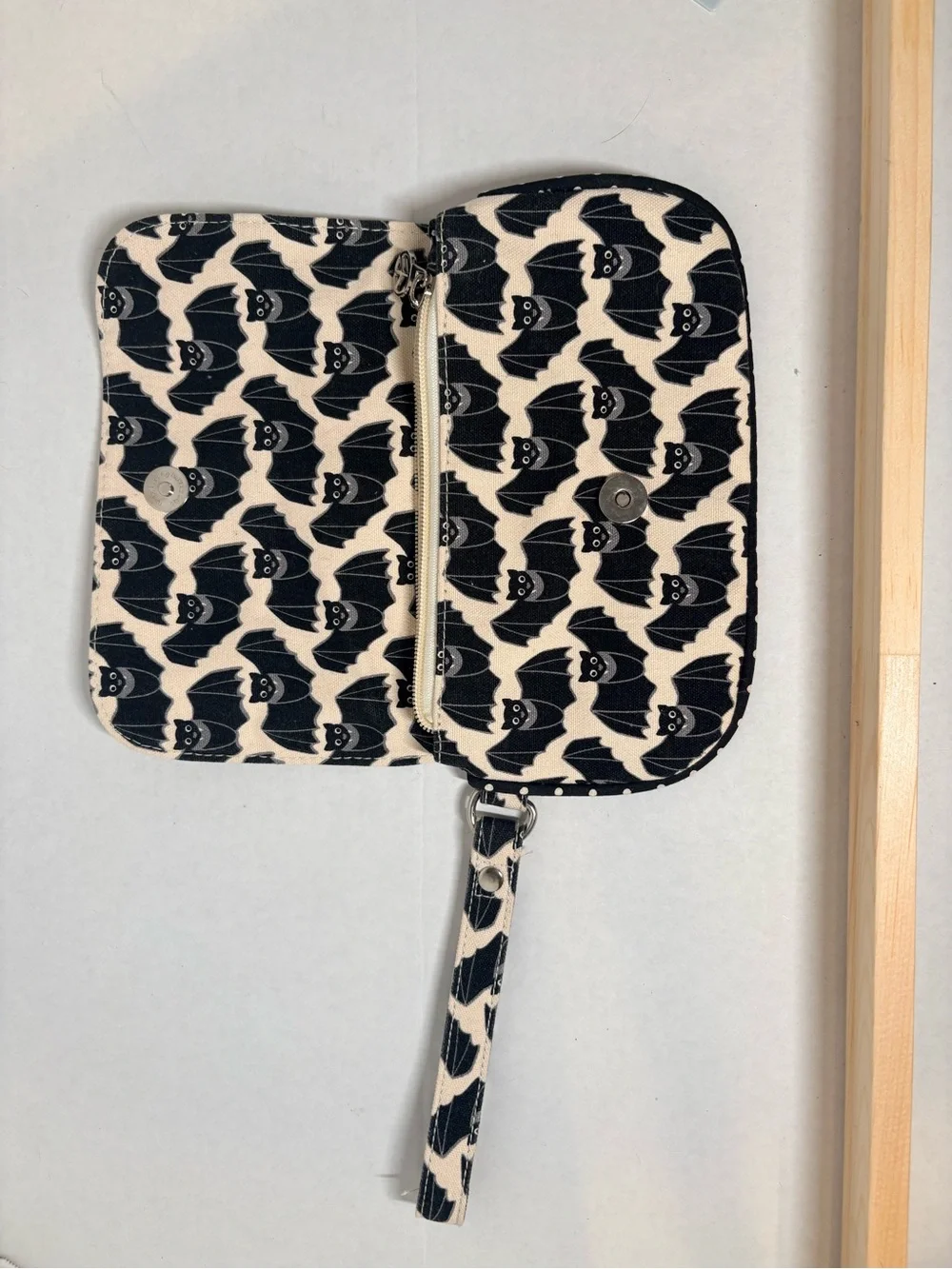 bungalow 360 Black & Cream Bat Pattern Wristlet